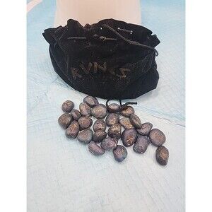 Natural Blue Onyx Stones Rune Set Healing Reiki Tumble Stones 24 reiki healing